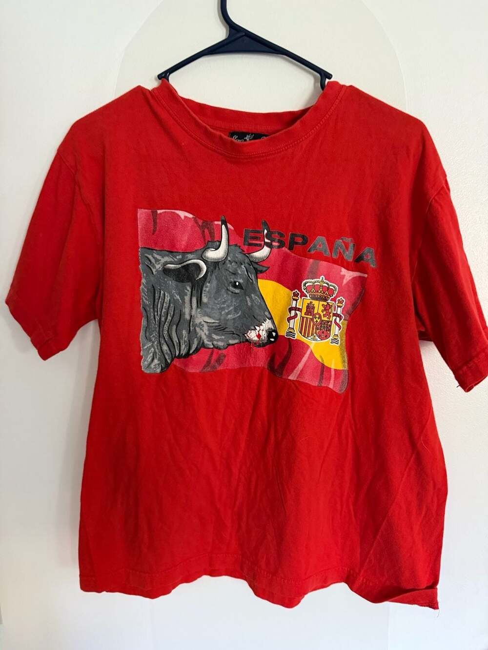 Slene's Line España Red Graphic T-Shirt with Flag and Bull